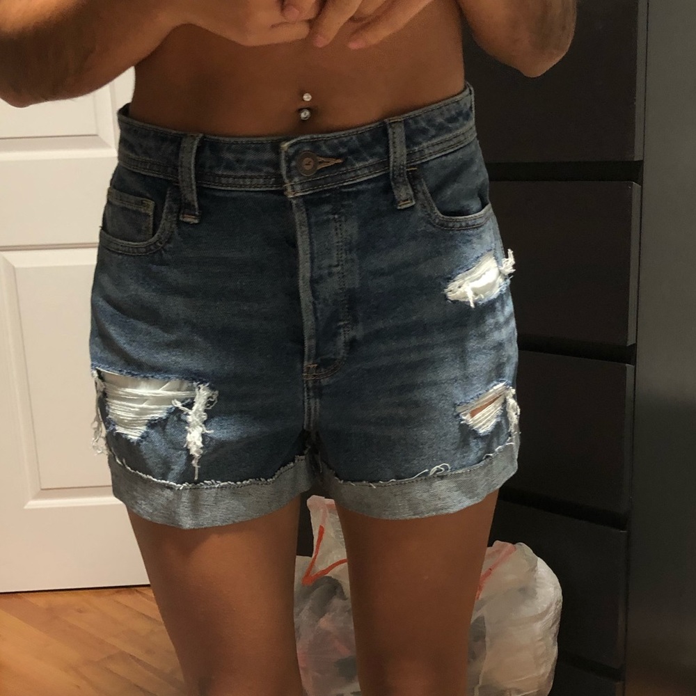 Ripped jean shorts